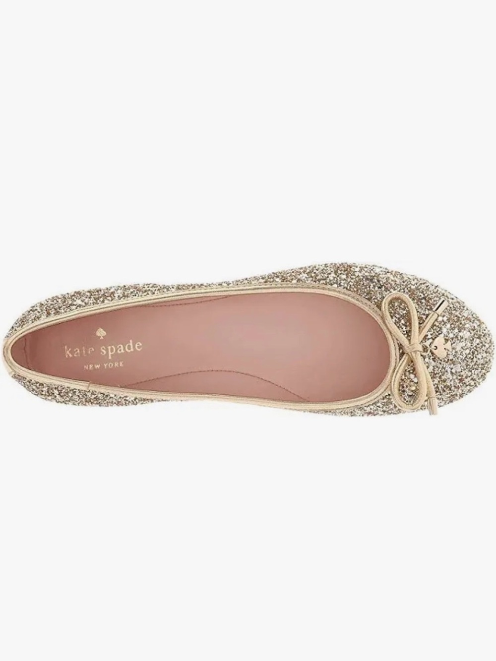 Kate Spade NY Gold Glitter Willa Ballet Flat with Bow Charm - Picture 3 of 8
